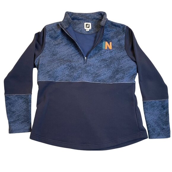 FootJoy Jackets & Blazers - Footjoy Womens Quarter Zip Pullover Navy & Heather With Orange N Logo